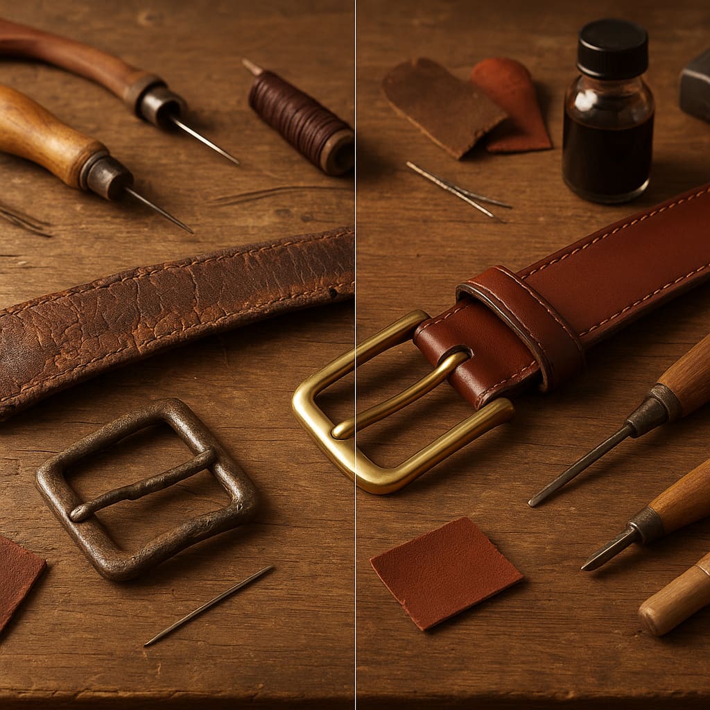 Reparatur eines Ledergürtels