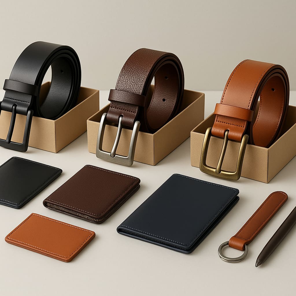 Set mit Ledergeschenken für Firmen