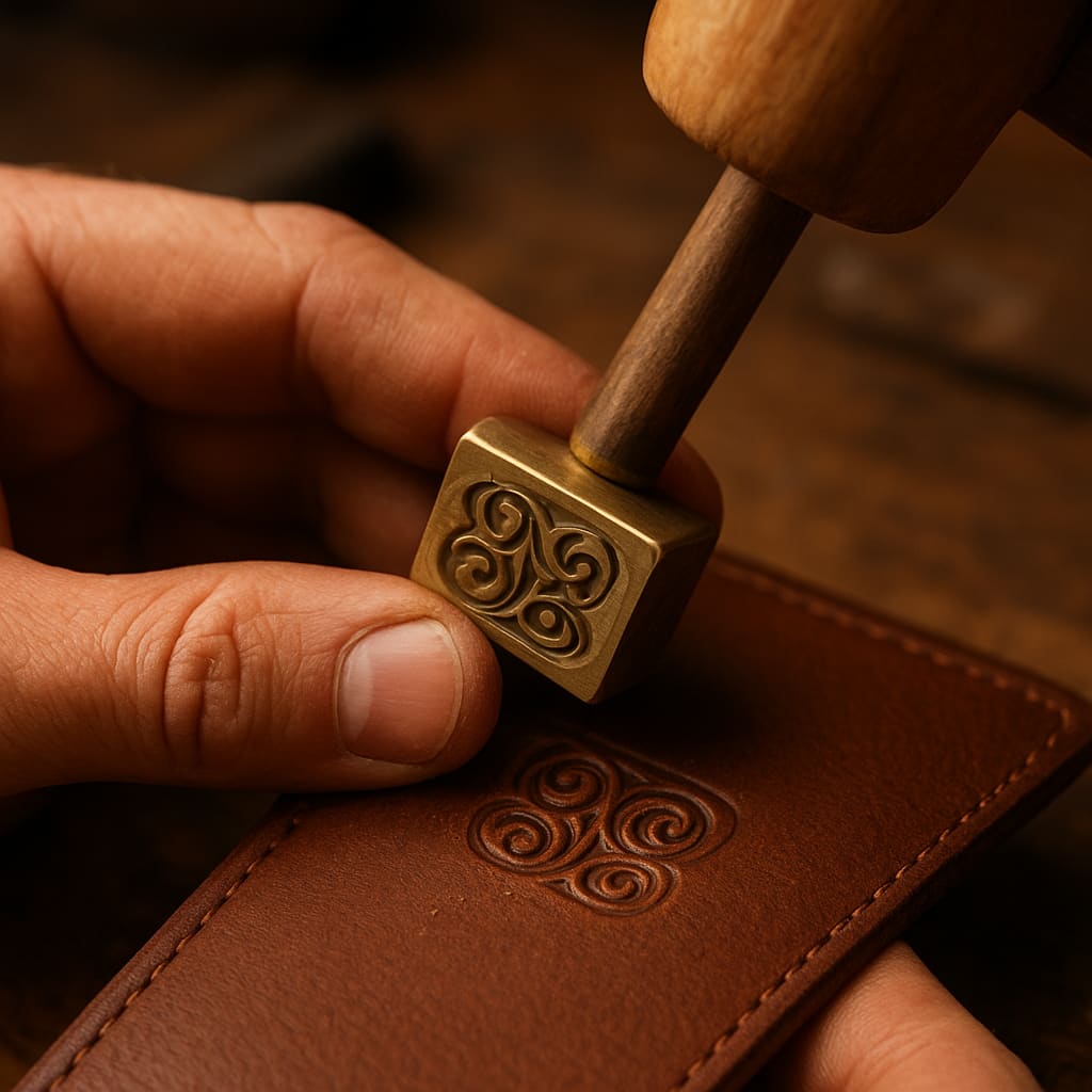 Monogramm-Prägung auf Leder